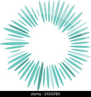 Turquoise aqua blue green oval shapes forming abstract circle design element Stock Vector