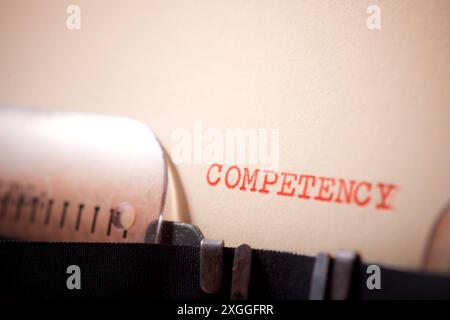 Competency word written with a typewriter Stock Photo - Alamy