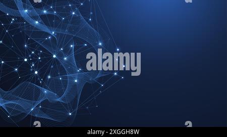 Abstract Big Data visualization digital network connection concept background. Artificial intelligence and engineering technology. Global network Stock Vector