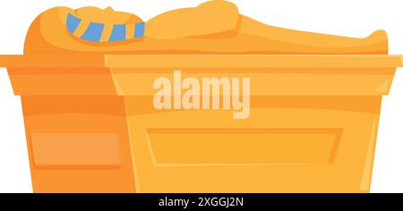 Golden sarcophagus containing a pharaoh resting in a tomb, representing ancient egyptian burial practices Stock Vector