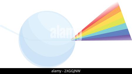 Light beam passing through prism and creating rainbow effect Stock Vector