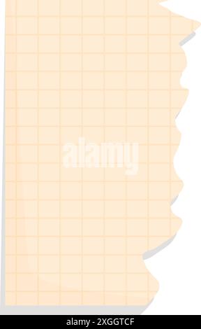 Blank piece of ripped grid paper is creating a torn paper effect on a white background Stock Vector