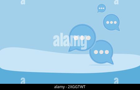 Online messaging. Speech bubbles concept design on a blue background. Talking chatting and discussing. Stock Vector