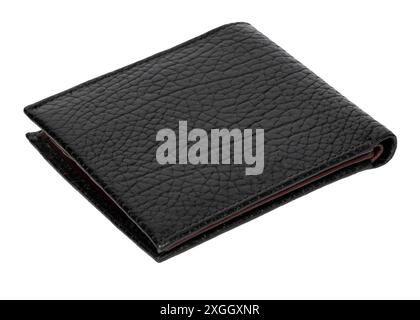 Black Leather Wallet with Folded Design Stock Photo