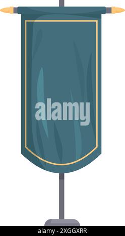 Elegant vertical banner with a golden frame is standing on a metal stand Stock Vector