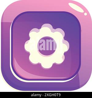 Simple flat design app icon featuring a white cogwheel on a purple gradient background, perfect for software developers Stock Vector