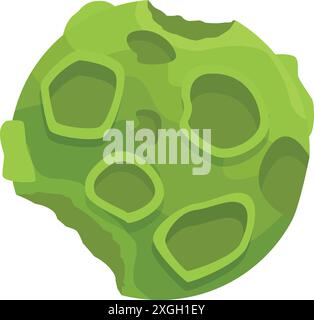Green alien planet surface with craters and toxic smoke. Cartoon vector ...