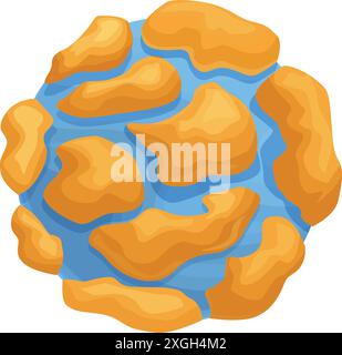 Illustration of an exoplanet with lava flows and magma rivers Stock Vector