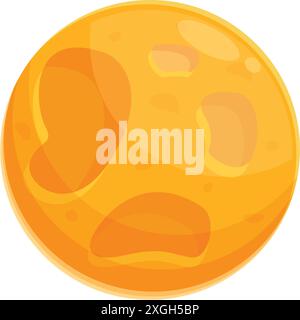 Big, bright, yellow cartoon full moon shining in the night sky Stock Vector