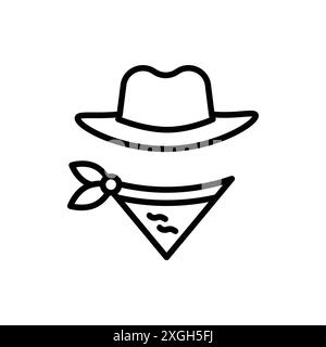 Cowboy icon vector logo set collection or bundle pack group Stock Vector