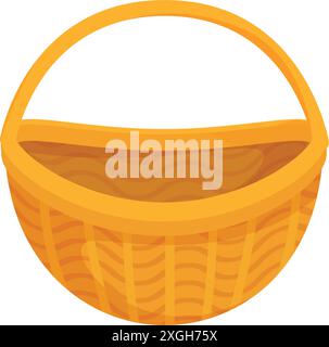 Empty wicker basket is ready to be filled with fresh produce, picnic supplies, or other items Stock Vector