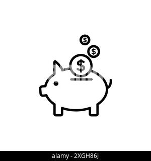 Piggy bank icon vector logo set collection or bundle pack group Stock Vector