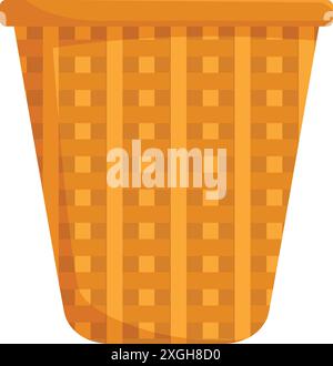 Empty wicker basket for harvesting standing on white background Stock Vector