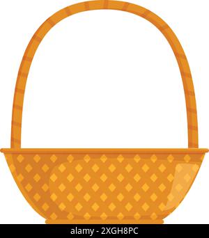 Empty wicker basket with handle standing on white background, side view Stock Vector