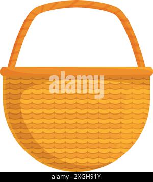 Empty wicker basket standing up, woven container for storage or carrying Stock Vector