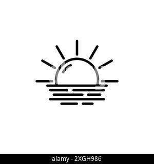 Sunrise icon vector logo set collection or bundle pack group Stock Vector