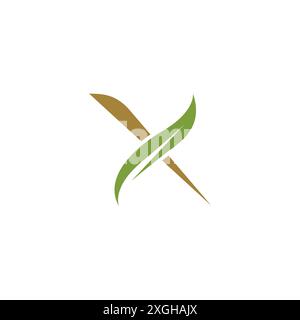 Initial Letter X With Leaf Logo Design. X Icon Stock Vector