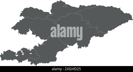 Vector blank map of Kyrgyzstan with regions and administrative divisions. Editable and clearly labeled layers. Stock Vector