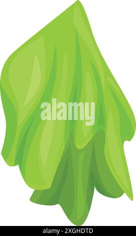 Green silk fabric flowing and waving in the air, isolated on white background Stock Vector