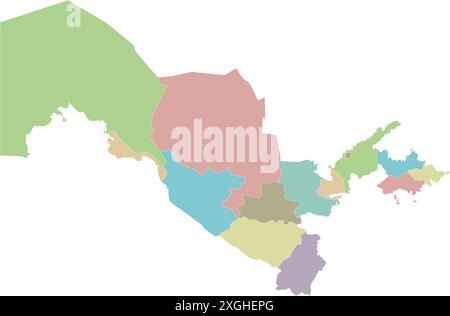 Vector blank map of Uzbekistan with regions or territories and administrative divisions. Editable and clearly labeled layers. Stock Vector