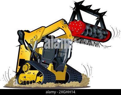 Vector Cartoon Mulcher Tractor. Available EPS-10 vector format separated by groups for easy edit Stock Vector
