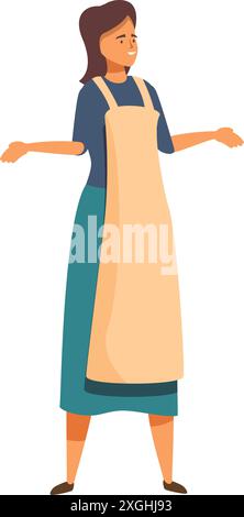 Smiling woman wearing an apron is gesturing with her hands Stock Vector