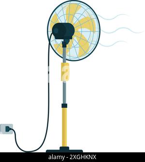 Electric pedestal fan: air cooling and refreshment concept Stock Vector