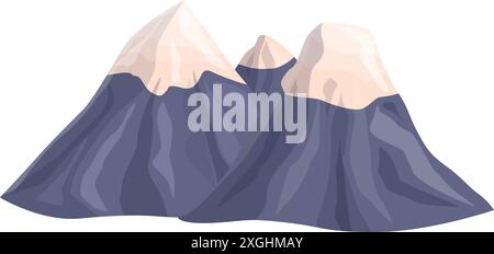 Three majestic mountains with snowy peaks rising high above the surrounding landscape Stock Vector
