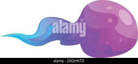 Abstract fluid shape moving with a wavy trail in purple and blue colors Stock Vector