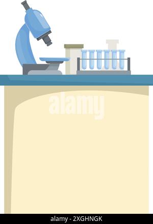 Lab Table Experiments Laboratory table equipped with a microscope and test tubes, ready for ...