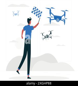 Drone race, Drone racing goggles. vector illustration, Drone, Photography, Camera line icon Stock Vector