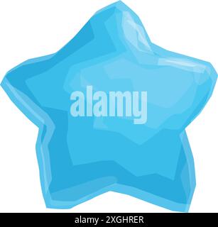 Blue crystal star shining with bright light, low poly style Stock Vector
