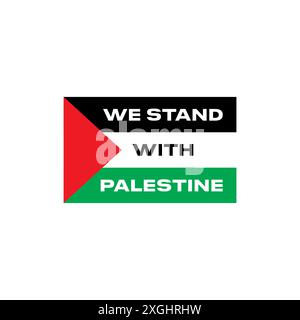 We Stand With Palestine Lettering On National Flag Vector Stock Vector