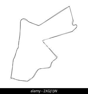 Jordan country simplified map. Thin black outline contour. Simple ...