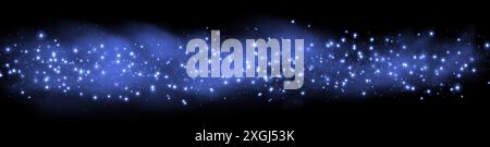 Blue glittering dots, particles, stars magic sparks. Glow flare light effect. Blue luminous points. Vector particles on transparent background. Stock Vector