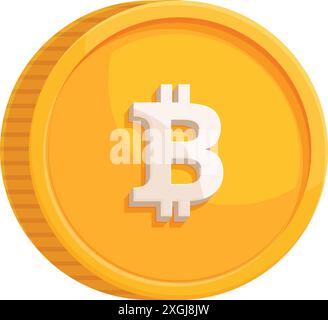 Gold coin featuring the iconic bitcoin symbol, representing the growing world of cryptocurrency and decentralized finance Stock Vector