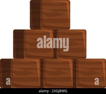 Brown wooden cubes stacked in a pyramid shape, creating a sense of stability and order Stock Vector