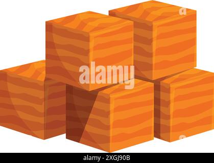 Five orange cubes stacked on top of each other forming a pyramid, perfect for educational or illustrative purposes Stock Vector