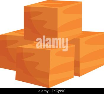Four identical wooden cubes stacked on top of each other forming a pyramid Stock Vector