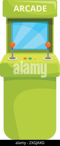Green arcade game machine with joysticks and buttons, inviting players for a nostalgic gaming experience Stock Vector