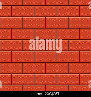 Seamless pattern of vintage brick tiles. Vector colored background. Stock Vector