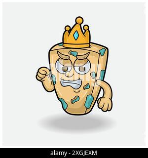 Blue Cheese With Angry expression. Mascot cartoon character for flavor, strain, label and packaging product. Vector Illustration Stock Vector