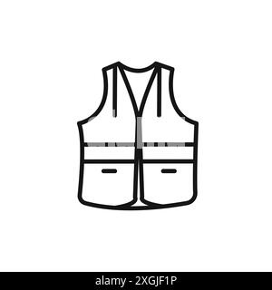 Reflective Police Vest icon logo sign vector outline in black and white ...