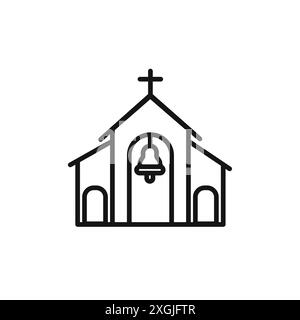 view inside catholic church icon Black line art vector in black and
