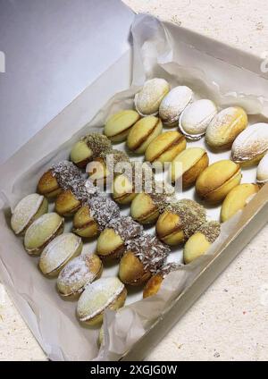 Assortment of "oreshki" cookies in gift packaging Stock Photo