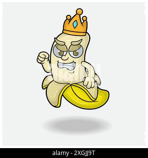 Banana Mascot Character Cartoon With Angry expression. For brand, label, packaging and product. Vector Illustrations Stock Vector