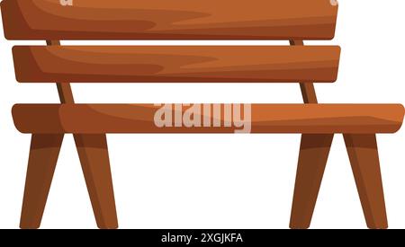 Simple wooden bench standing in the park, place for relaxation Stock Vector