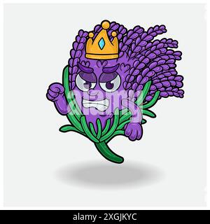 Angry expression with Lavender Crown Mascot Character Cartoon. Vector Illustrations Stock Vector