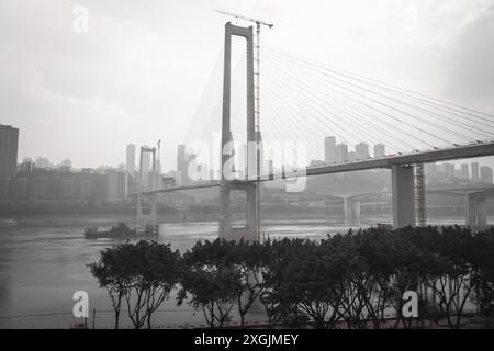 JANUARY 25, 2021, CHONGQING, CHINA: The bridge and business district of Chongqing, China Stock Photo