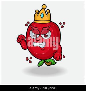 Pomegranate fruit Mascot Character Cartoon With Angry expression. For brand, label, packaging and product. Vector Illustration Stock Vector